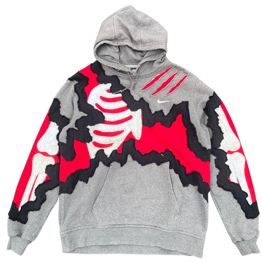 Grey/Red Claw Bones Hoodie Size Large (L)