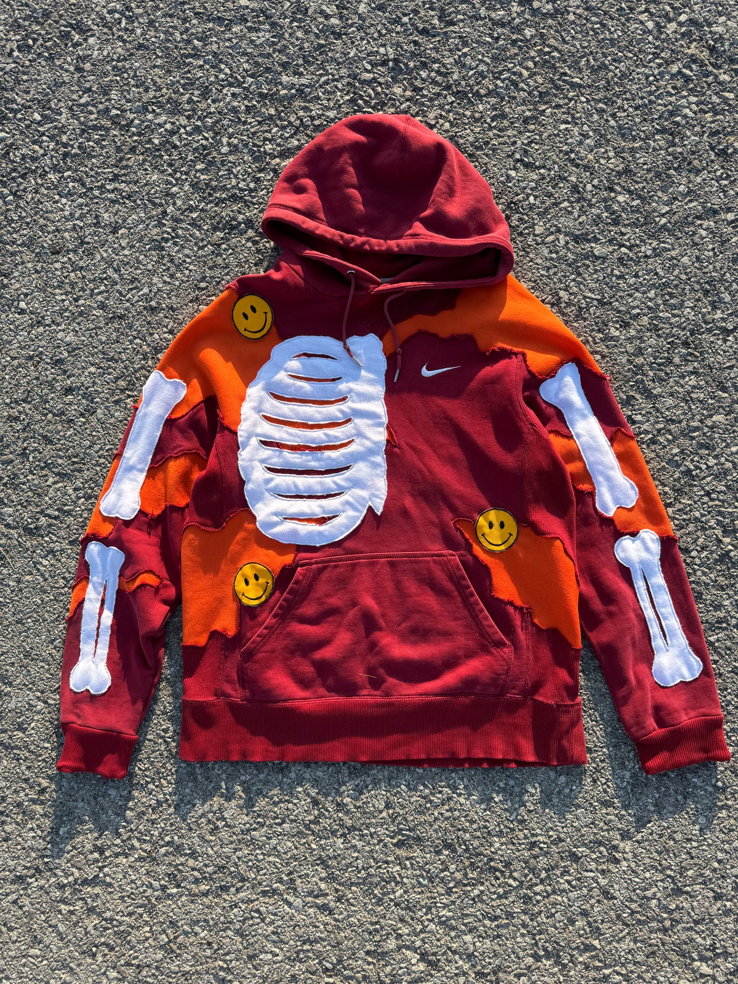 Red Smiley Bones Hoodie Size Medium (M)