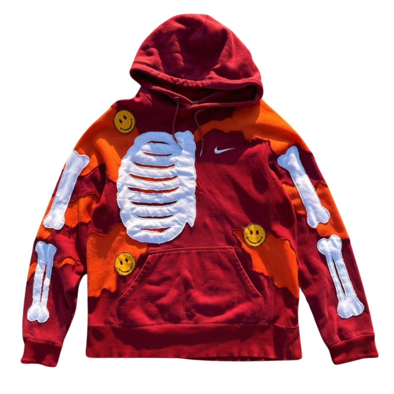 Red Smiley Bones Hoodie Size Medium (M)