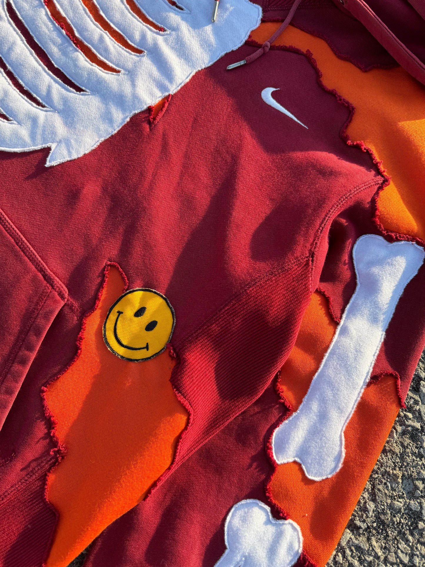 Red Smiley Bones Hoodie Size Medium (M)