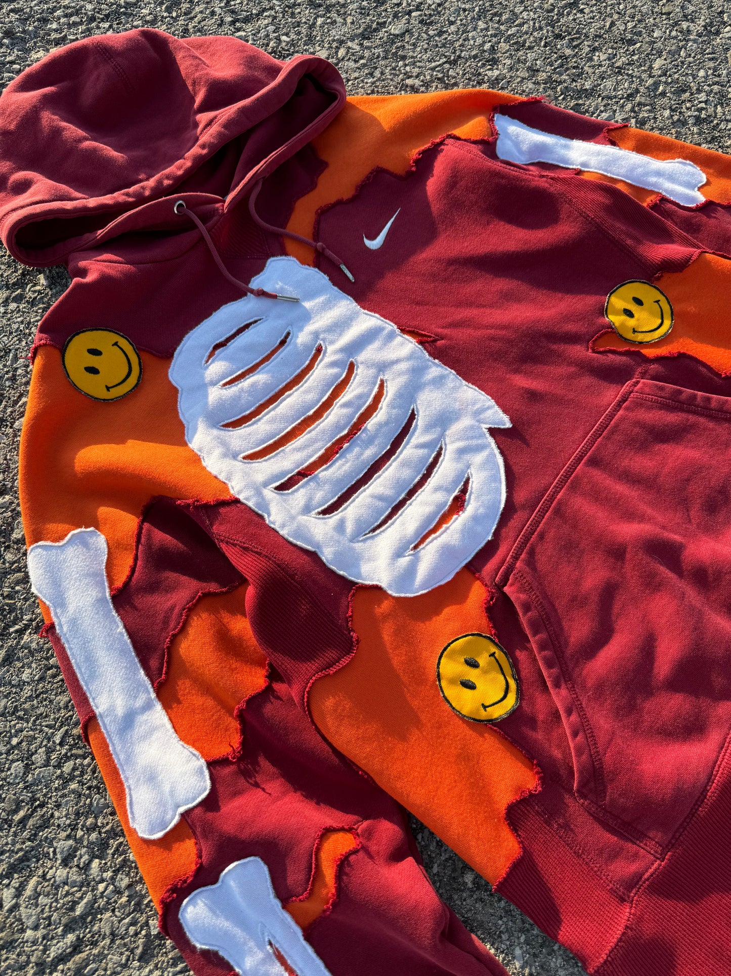 Red Smiley Bones Hoodie Size Medium (M)