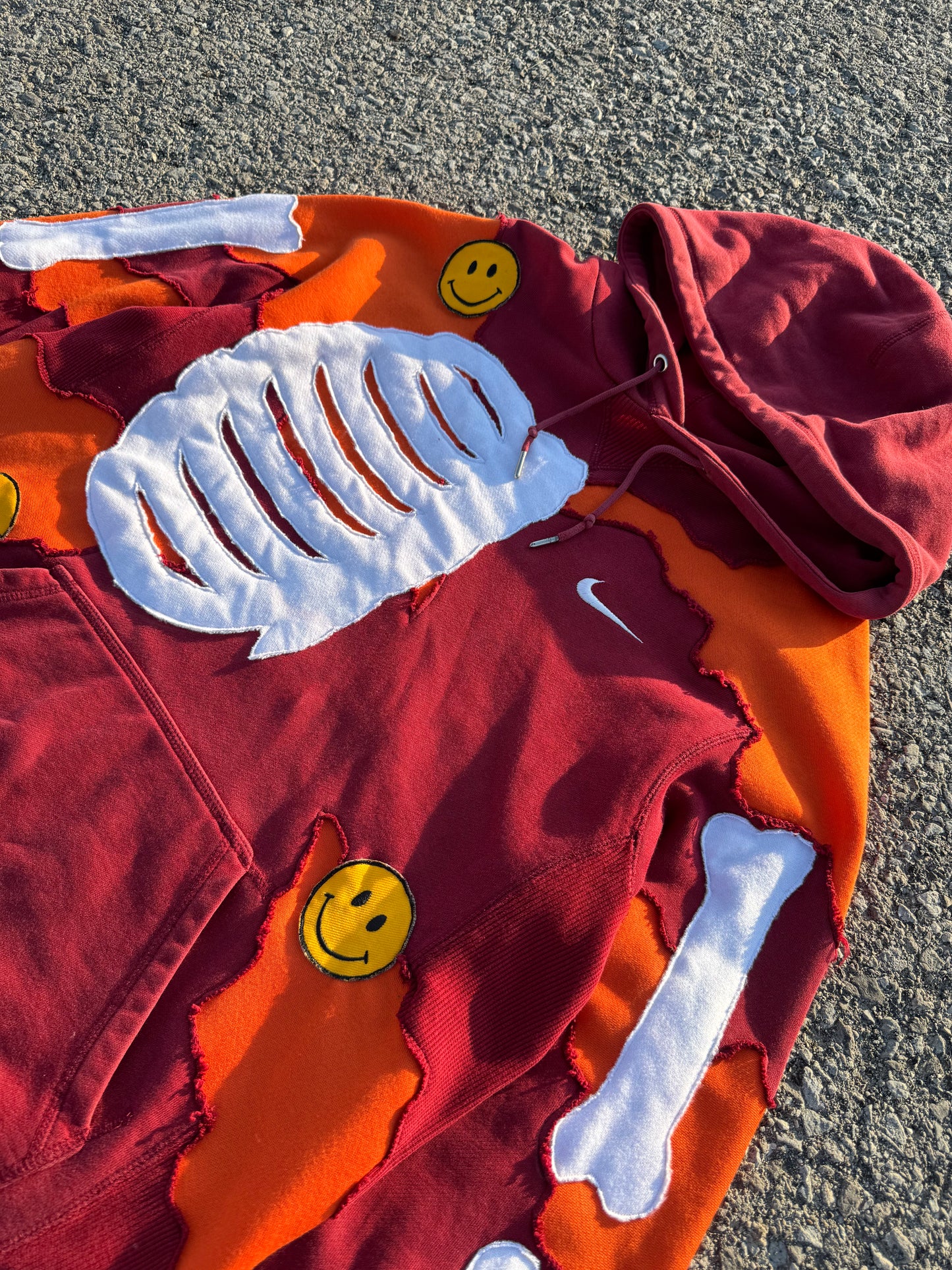 Red Smiley Bones Hoodie Size Medium (M)