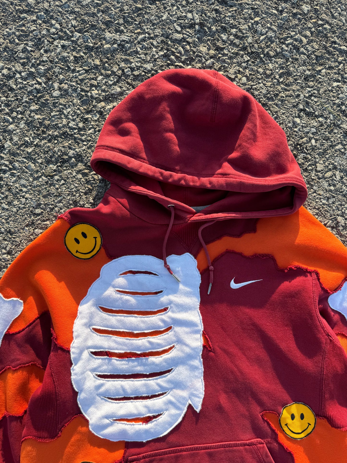 Red Smiley Bones Hoodie Size Medium (M)