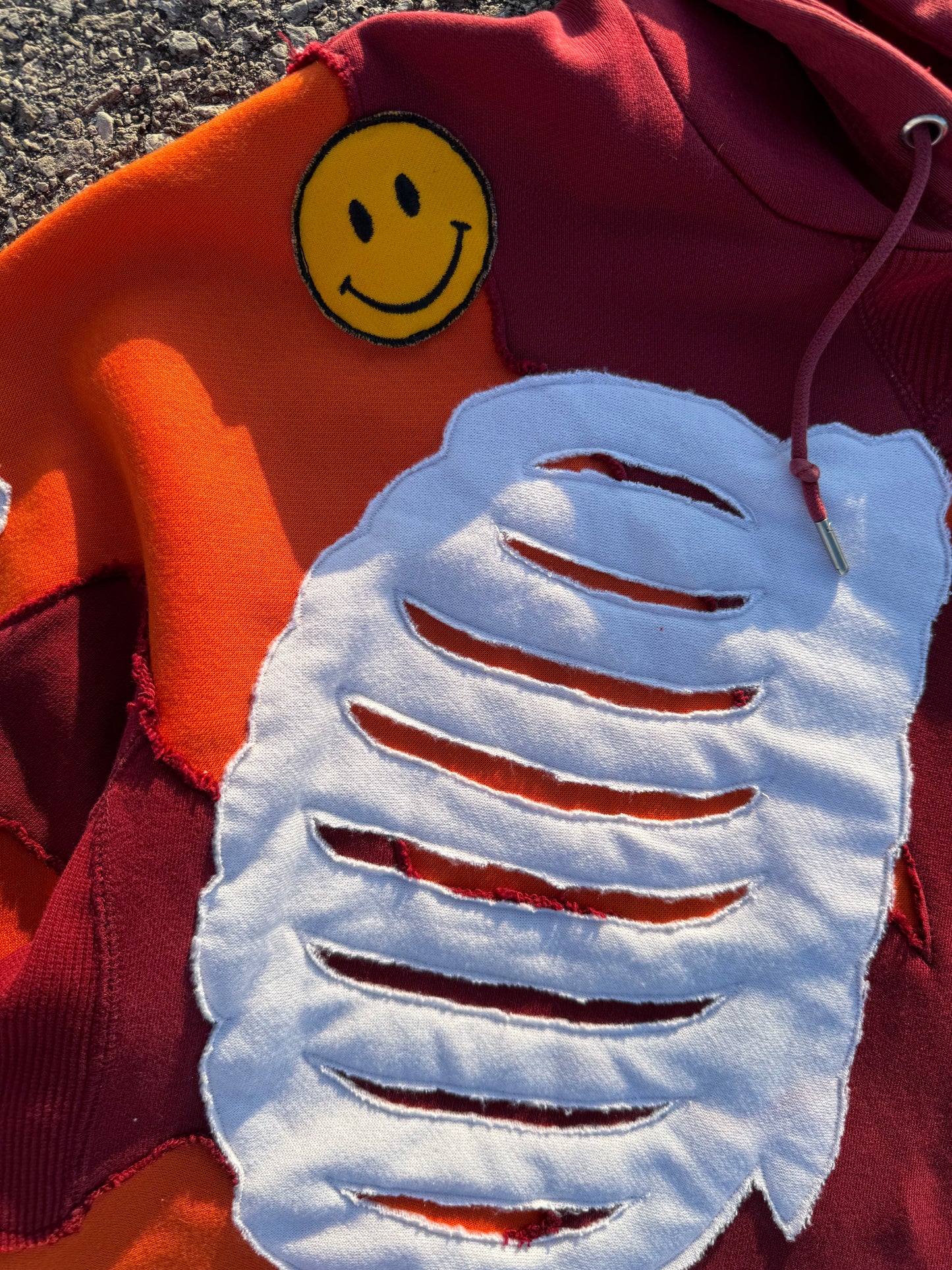 Red Smiley Bones Hoodie Size Medium (M)