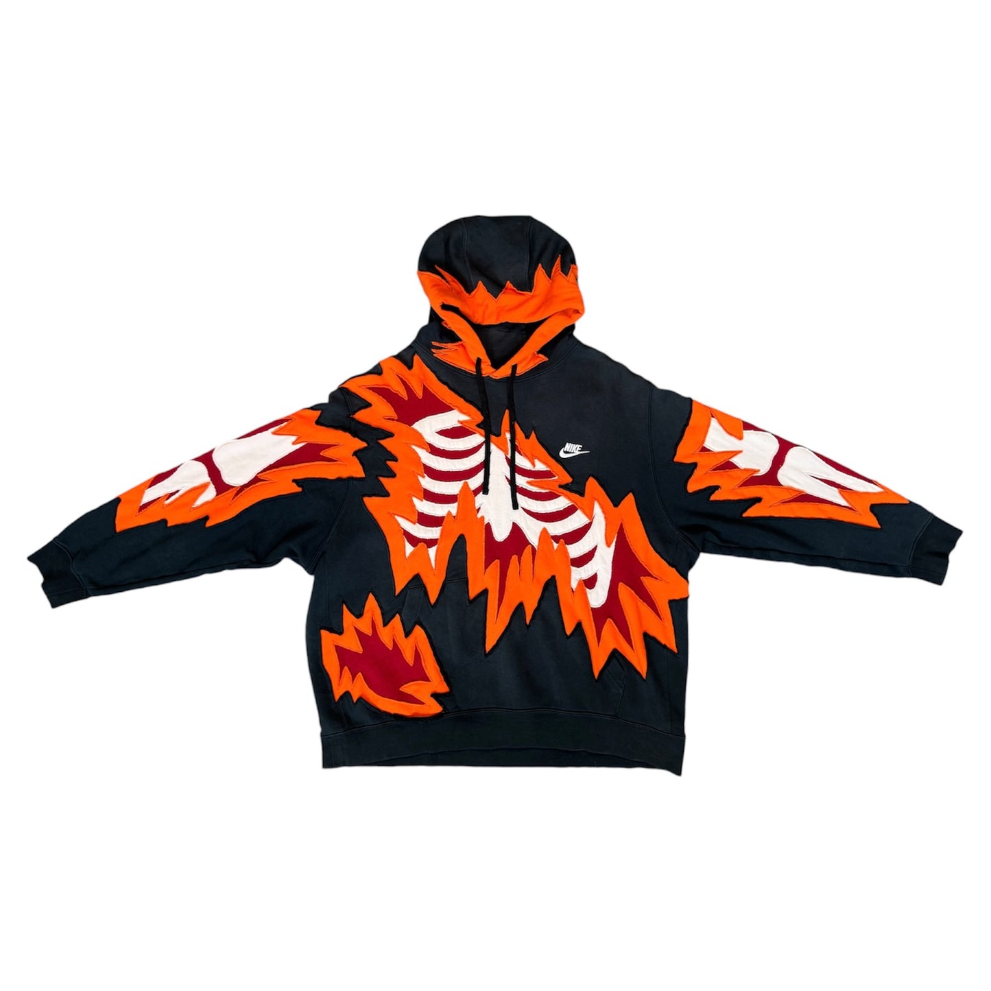 Raging Flames Ribcage Hoodie Size Double Extra Large (XXL)