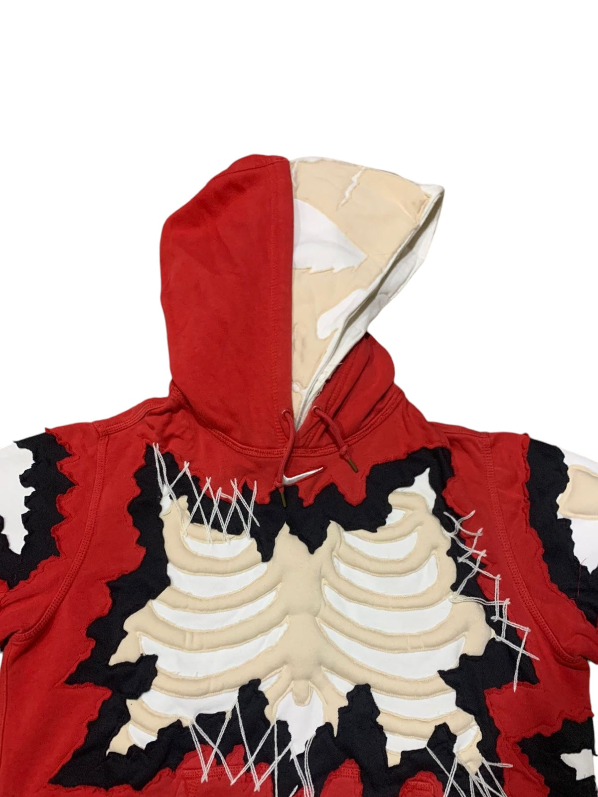 Red/White Stitch Bones Hoodie Size Large (L)