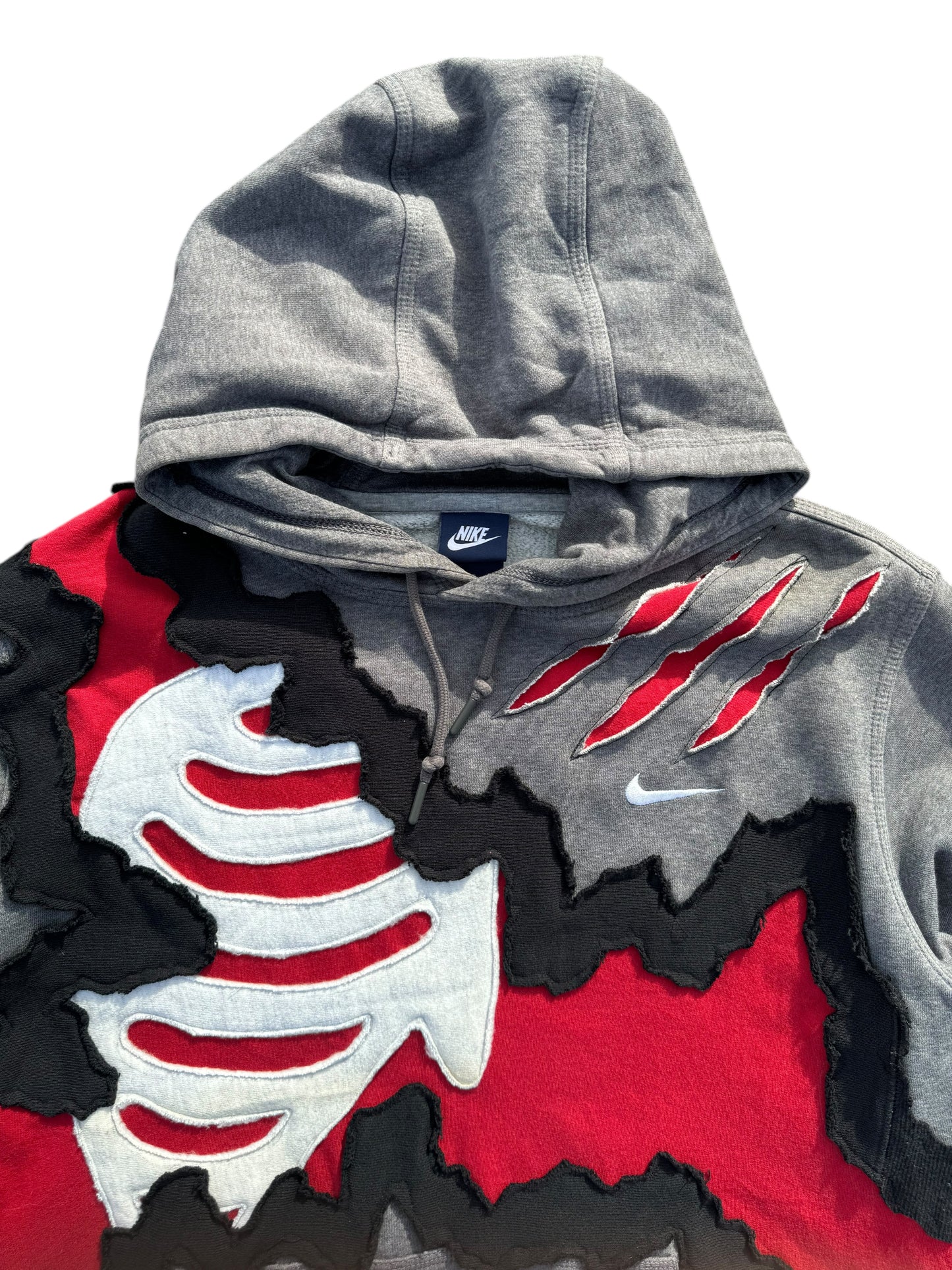 Grey/Red Claw Bones Hoodie Size Large (L)