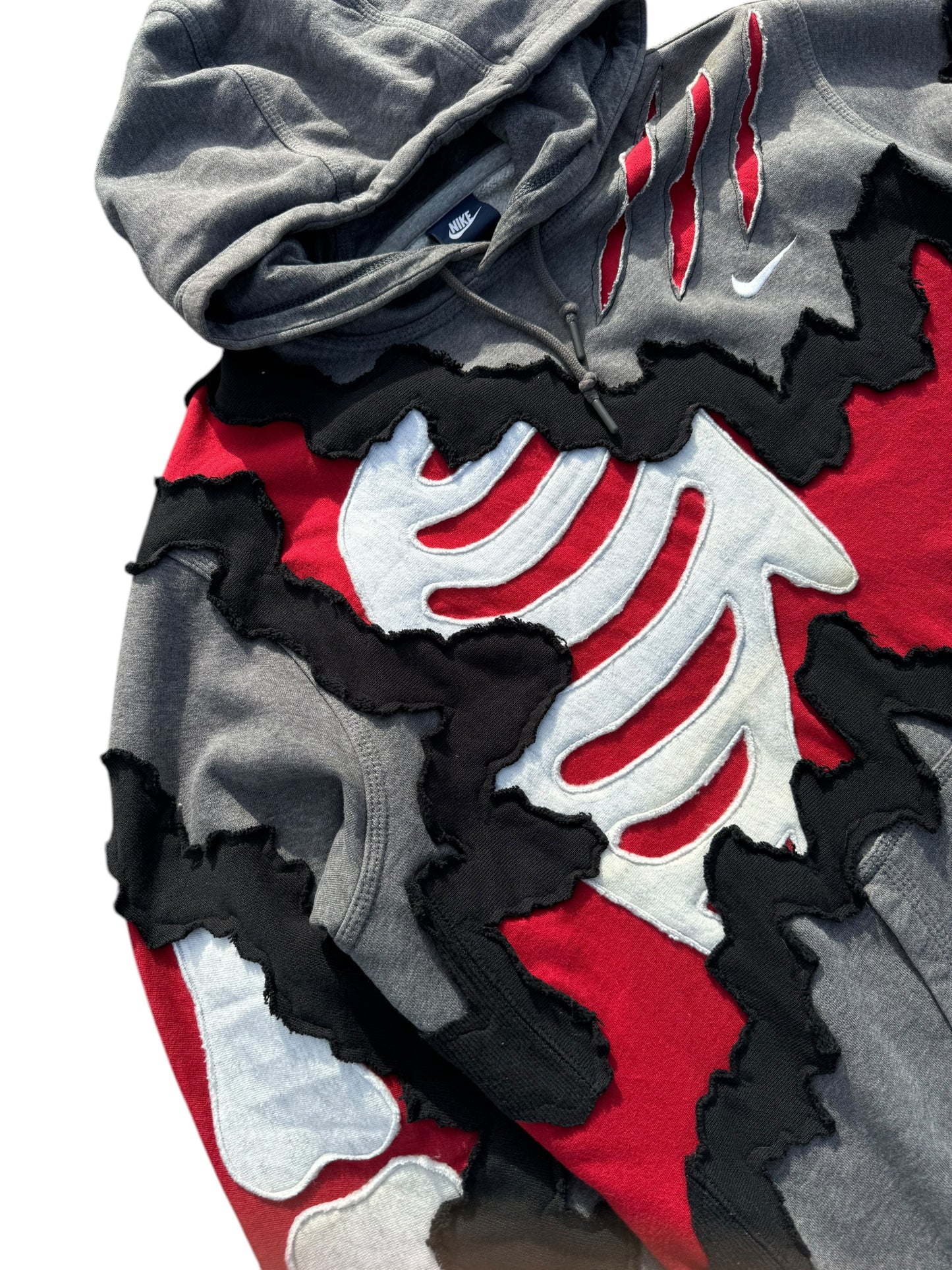 Grey/Red Claw Bones Hoodie Size Large (L)