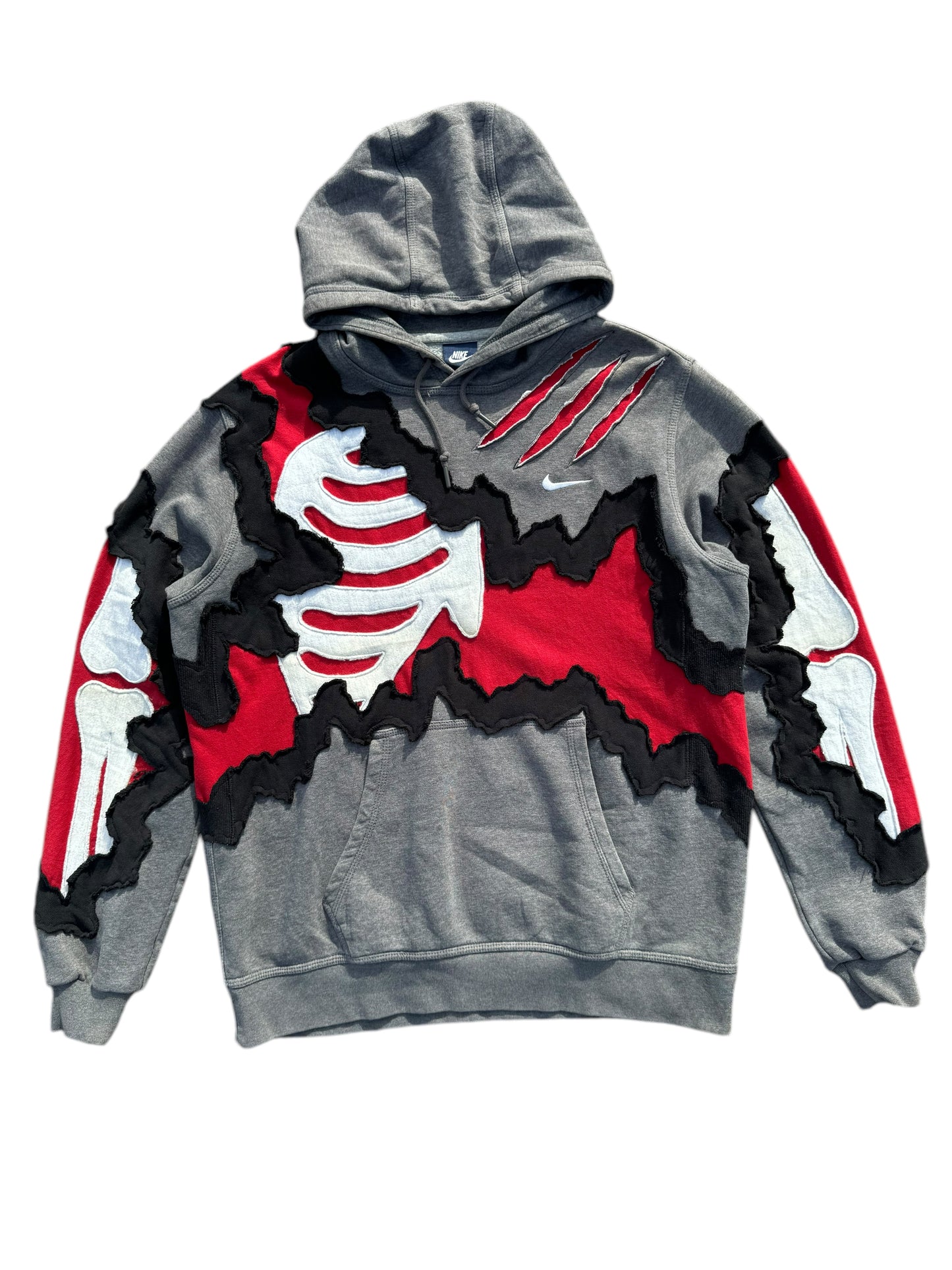 Grey/Red Claw Bones Hoodie Size Large (L)