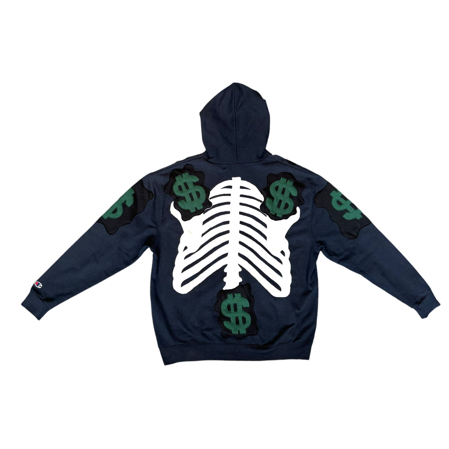 Navy Money Bones Champion Hoodie Size Extra Large (XL)