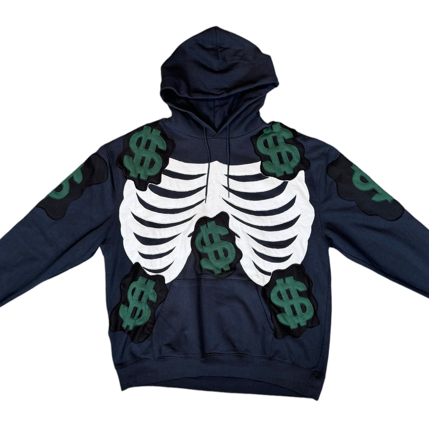 Navy Money Bones Champion Hoodie Size Extra Large (XL)