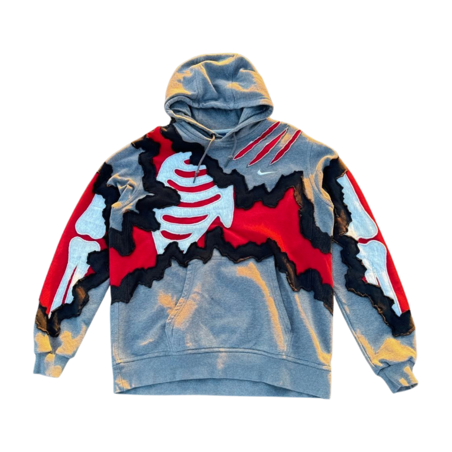 Grey/Red Claw Bones Hoodie Size Large (L)